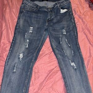 Distressed Blue Jeans